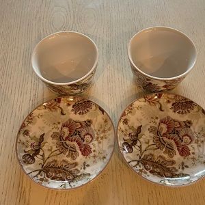 Set of 2 222 Fifth Gabrielle Cream Small Bowls and Appetizer Plates